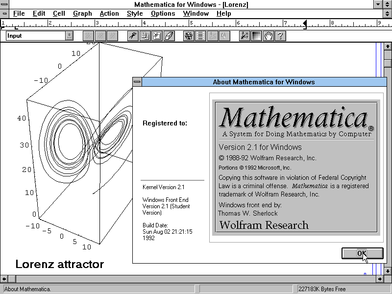 Mathematica 2.1 - About
